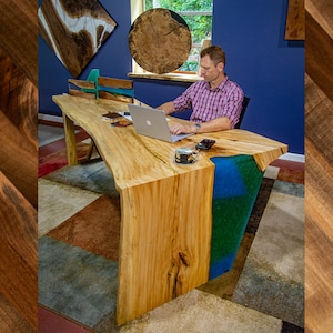 Live Edge Wasserfall Schreibtisch | 90&quot; Länge