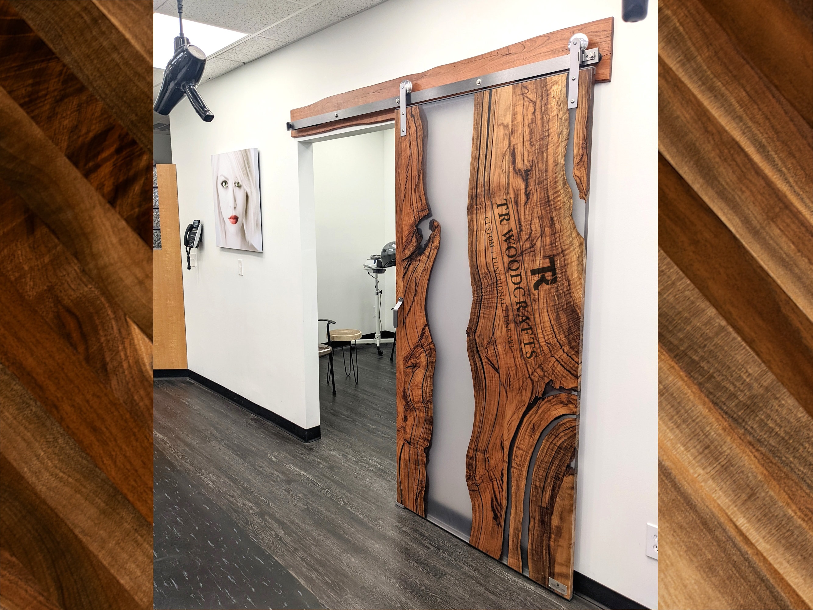 Custom Epoxy Resin River Live Edge Barn Sliding Door | Handcrafted in CT USA