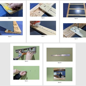 May include: A step-by-step guide on how to build a wooden mirror with a reclaimed wood frame. The images show the process of assembling the frame, attaching the mirror, and hanging the mirror on the wall.
