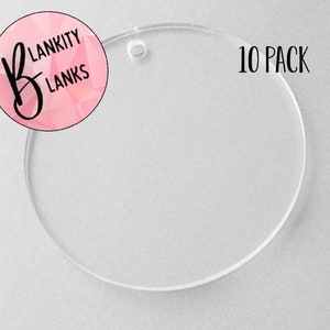 10 Clear Circle Acrylic Blanks| Keychain Blanks| Acrylic for Vinyl| Clear Acrylic Disc| Clear Acrylic Blanks| Sublimation or vinyl blanks