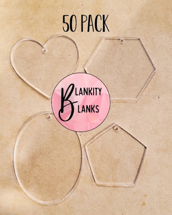 50 Clear Shaped Acrylic Blanks Keychain Blanks Acrylic for Vinyl Clear  Acrylic Blanks Sublimation or Vinyl Blanks 