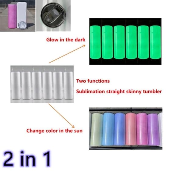 20 Oz Glow in the Dark UV Color Changing Sublimation Tumblers UV