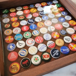 Made To Order Bottle Cap Resin Tray - 12&quot; x 12&quot; - Beer Bottle Cap Decor - Decorative Tray - Home Decor - Serving Tray - Barware