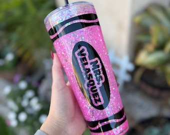 Vaso de bola de nieve de 24 oz para maestro, crayón, maestro, regalos para maestros, ¡agradecimiento al maestro!