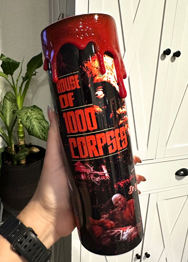 3D Drip Tumbler Horror Inspired Movie Tumbler with 3D Drips Travel Mug Travel Tumbler Keeps drinks hot or cold for hours image 1