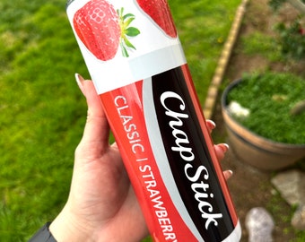 Strawberry Inspired Chapstick Tumbler  | Custom Tumbler | Travel Mug | Travel Tumbler | Keeps drinks hot or cold for hours