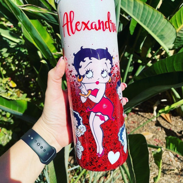 Boop Oop A Doop, Glittered Tumbler | Betty Boop tumbler | Multiple sizes | Glitter Tumblers | Travel Mug | Hot or cold