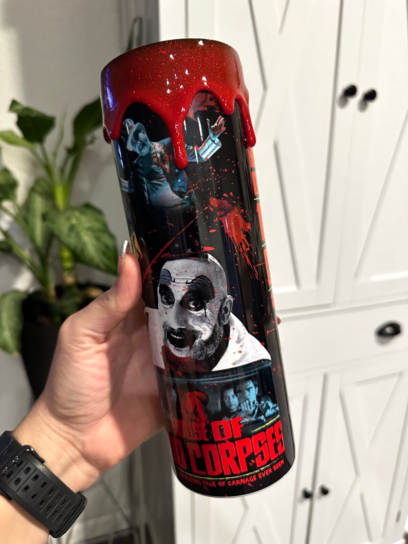 3D Drip Tumbler Horror Inspired Movie Tumbler with 3D Drips Travel Mug Travel Tumbler Keeps drinks hot or cold for hours image 2