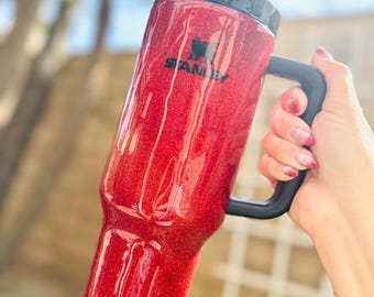 Red Glittered Tumbler, Personalized Tumbler, Red Glitter, Custom Gifts, Add name!!!