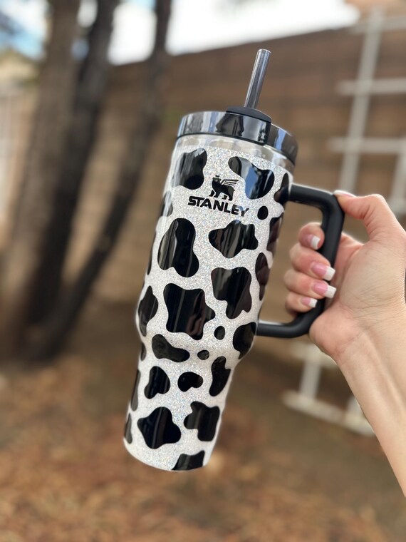 Cow Print, Cow, Fully Glittered, Custom Tumbler, Add name!