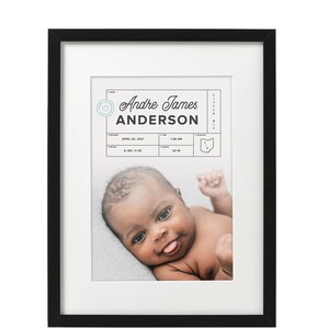 FRAMED Personalized Birth Poster, Birth Stat Photo, Custom Birth Stat Print, Birth Announcement Sign, New Baby Gift, Nursery Decor