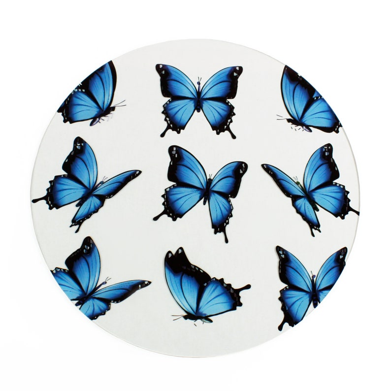 14 Acrylic Round Placemats 3mm Clear Butterfly Effect UV Printing