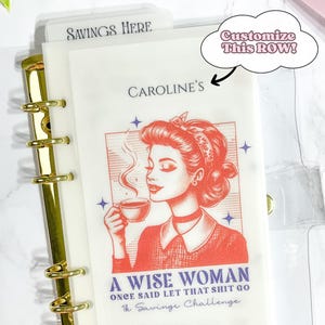 Wise Women Savings Challenge l Matte Vellum Envelopes l Frosted Elegant Laminated Budget Money Tracker | Custom Name l Save 500 1k 5k 10k