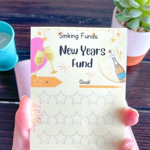 Neujahr | Feiertagsspar-Challenge | Geld Tracker | Laminiert | Für A6 Sammelmappe & Geldumschlag | Wiederverwendbar | Sinkende Mittel