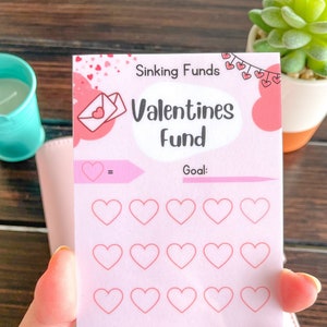 Valentinstag | Feiertagsspar-Challenge | Geld Tracker | Laminiert | Für A6 Sammelmappe & Geldumschlag | Wiederverwendbar | Sinkende Mittel