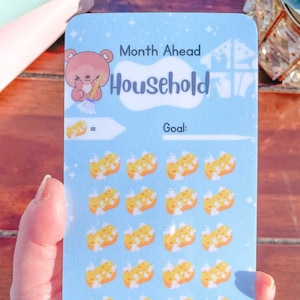 Haushalt l Month Ahead Spar-Challenge | Geld Tracker | Laminiert | Zum Bargeldumschlag Einlegen | Passend für A6 Sammelmappe | Wiederverwendbar
