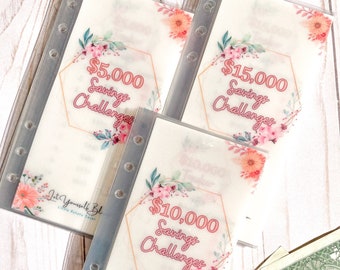 5k 10k 15k Envelope Savings Challenge | Floral Vellum Cash Envelopes | A6 Budget Binder Cash stuffing 100 Envelopes | DOLLAR EURO POUND