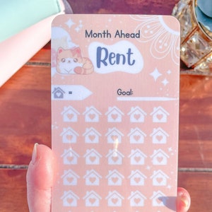 Rent l Month Ahead Spar-Challenge | Geld Tracker | Laminiert | Zum Bargeldumschlag Einlegen | Passend für A6 Sammelmappe | Wiederverwendbar