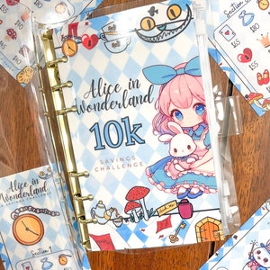 3k 5k 10k Alice in Wonderland Spaaruitdaging Budgetmap L Contant geld Enveloppen A6 Spaartracker Budgettering Budgettracker