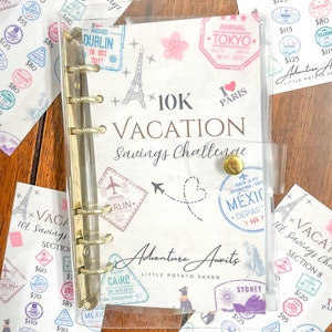 3k 5k 10k World Traveler Vacation Savings Challenge Classeur budgétaire l Rembourrage d'espèces Enveloppes d'argent liquide A6 Tracker d'économies Budget de budgétisation