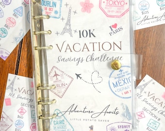 3k 5k 10k World Traveler Vacation Savings Challenge Budget Binder l Cash Stuffing Cash Envelopes A6 Savings Tracker Budgeting Budget Tracker