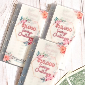 5k 10k 15k Umschlagspar-Challenge | Floral Pergamin Geldumschläge | A6 Budget Binder 100 Umschläge stopfen | DOLLAR EURO PFUND