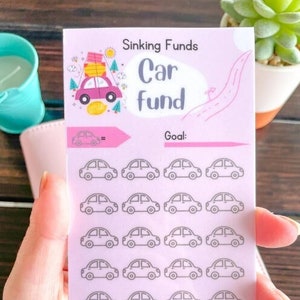 Auto-Fund l Alltags-Spar-Challenge | Sinkbetten | Geld Tracker | Laminiert | Zum Bargeldumschlag Einlegen | Passend für A6 Sammelmappe | Wiederverwendbar