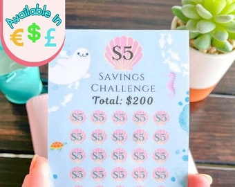 5, 10, 20 Dollar Bills Savings Challenge Money Tracker | Laminated | Reusable | A6 Budget binder Insert| Available in EURO POUNDS DOLLARS