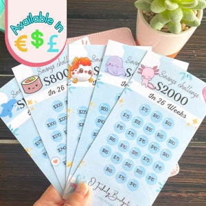 26 WOCHEN Spar-Challenge | halbes Jahr |Money Tracker| Laminiert | Wiederverwendbar | Haushaltsmappen | Für Geldumschlag | A6 Budget Binder Einlage