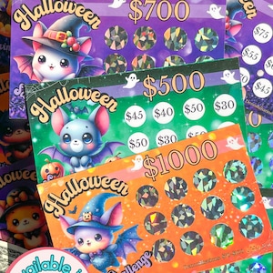Niedliche Fledermäuse Halloween Spar Herausforderungen | Spooky Scratcher Optional Geldspurverfolgung | A6 Platz sparen | Haushaltsbuch Umschlagbeilage | Wiederverwendbar
