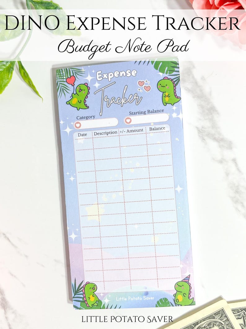 Dinosaur Expense Tracker Note Pad | 50 Sheets A6 Size | Budget Sheet ...