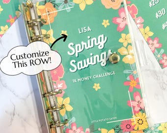 1k 5k 10k Spring Savings Challenge | Optional Budget Binder and Envelopes l For Budgeting and Saving Laminated Reusable Custom Name