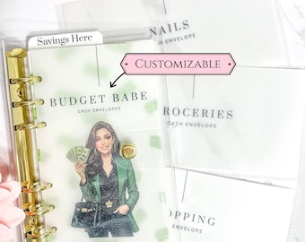 Budget Babe Cash Envelope  l Custom Cash Stuffing Envelopes A6 For Budgeting and Savings l Full Binder or Cash Envelopes