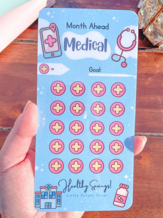 Medical l Month Ahead Savings Challenge | Money Tracker | Laminated | For cash envelope Insert | Fits A6 Binder | Reusable