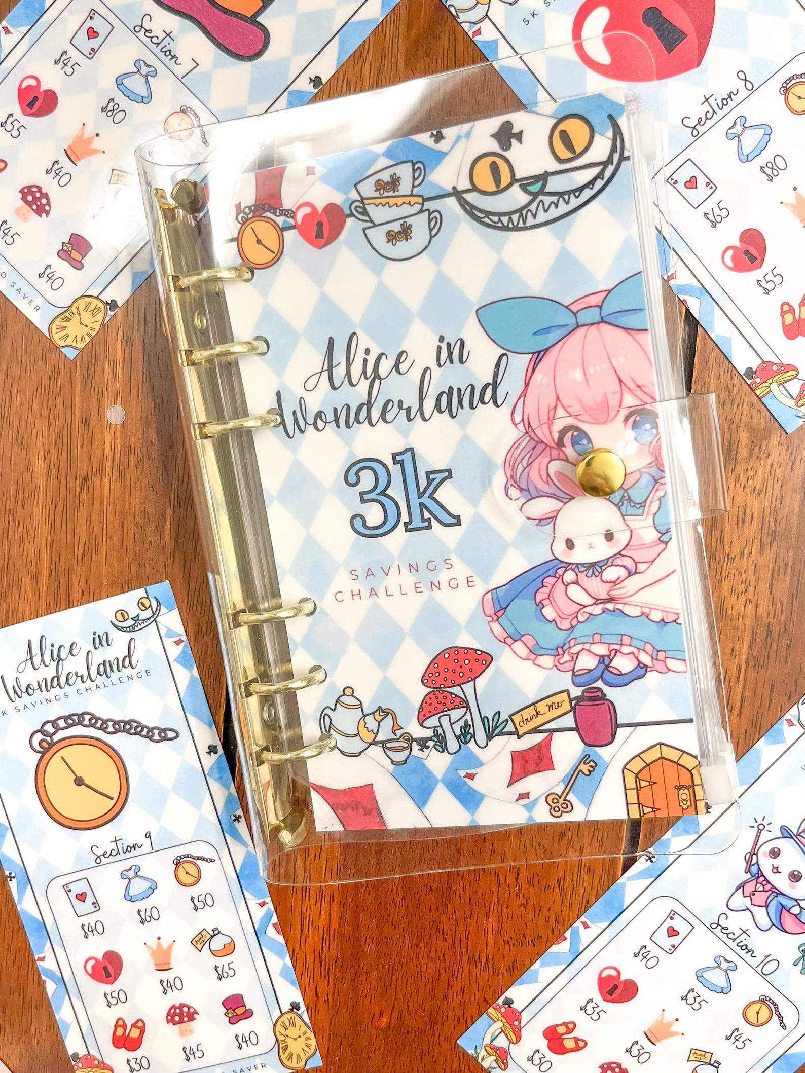 3k 5k 10k Alice in Wonderland Savings Challenge Budget Binder L Cash ...