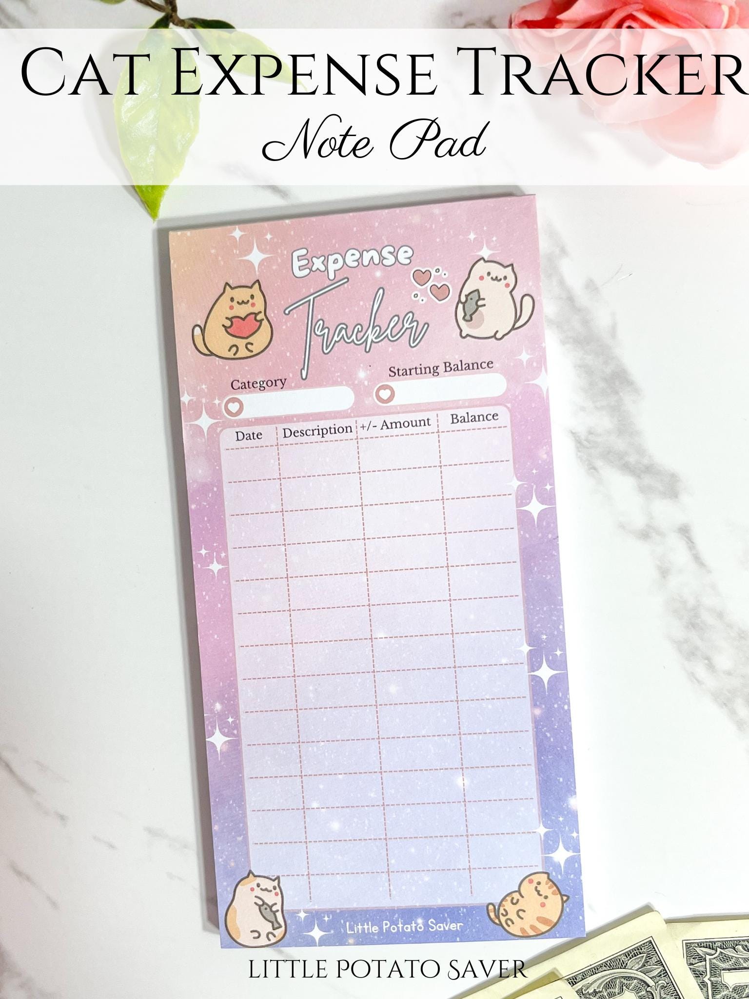 Starry Cat Expense Tracker Note Pad | 50 Sheets A6 Size | Budget Sheet ...