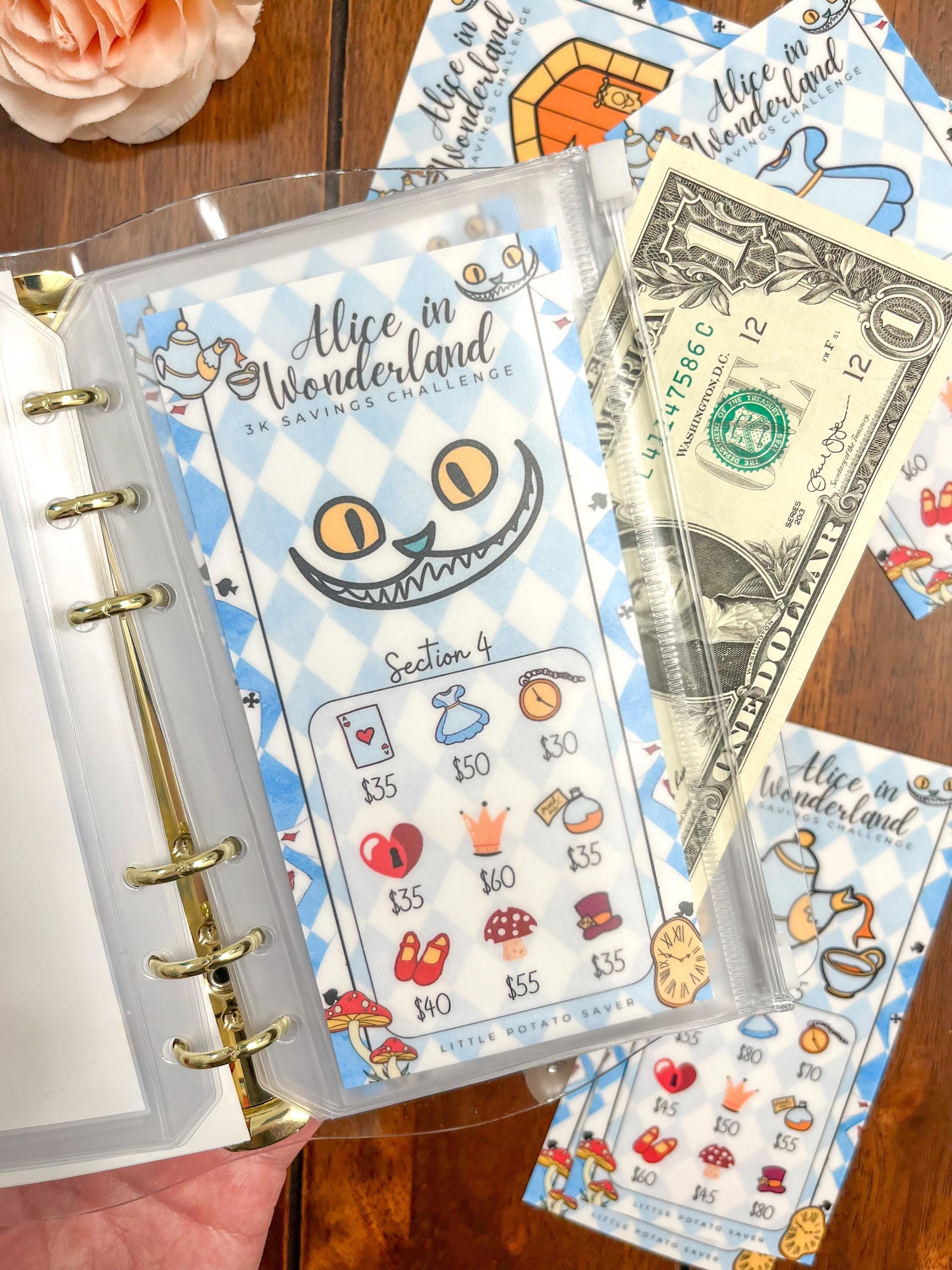 3k 5k 10k Alice in Wonderland Savings Challenge Budget Binder L Cash ...