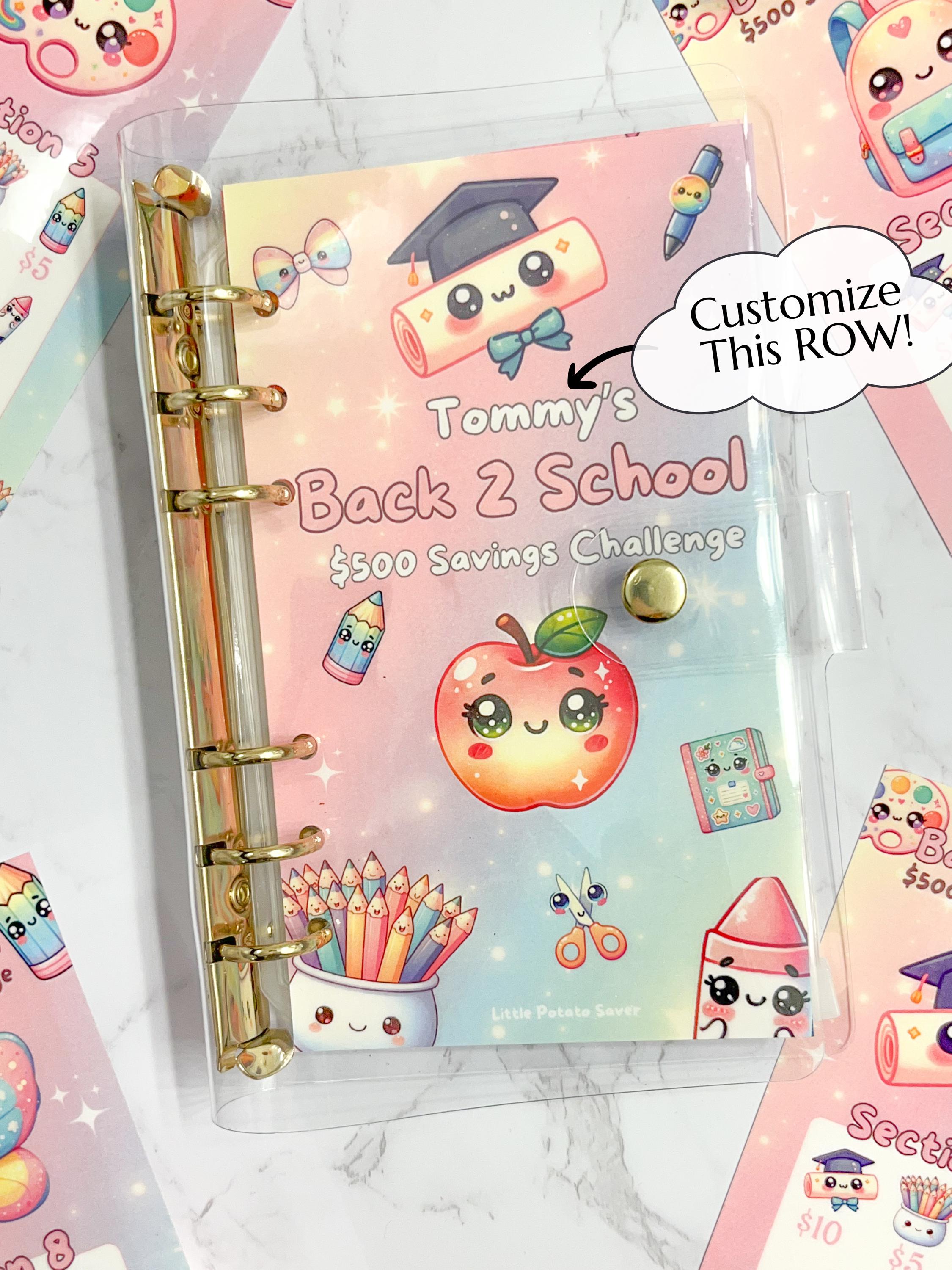 500 1k 5k Back to School Money Savings Challenge | Optional Budget Binder and Envelopes l For Budgeting and Saving Laminated Custom Name