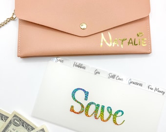 Portefeuille mince avec enveloppes à onglets ou séparateurs d'espèces pour enveloppes à onglets | Organiseur d'enveloppes de trésorerie