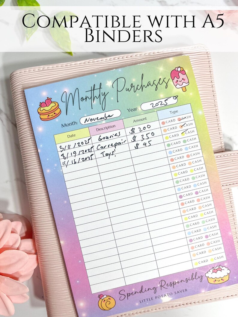 Monthly Expense Tracker Budget Note Pad | 50 Sheets A5 Size ...