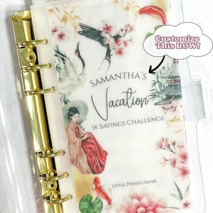 Vacation Savings Challenge Asia Themed l Matte Vellum Envelopes l Frosted Elegant Laminated Budget Money Tracker | Custom lSave 500 1k 5k 10