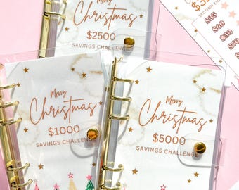 1k 2.5k 5k Serene Christmas Savings Challenge Budget Binder l Cash Stuffing Cash Envelope A6 Savings Challenge Binder 1000 2500 5000
