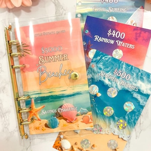 1k 2.5k 5k Summer Beaches Sfida risparmio SCRATCH OFF / Per A6 Budget Binder Cash Stuffing Savings Tracker Budgeting save scratchers
