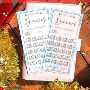 Dinners - Frohe Weihnachten Sinking Funds Spares Challenge | Pergament Optional | Geld Tracker | Laminiert | Wiederverwendbar | A6 Urlaub