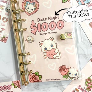1k 5k 10k Kitten Savings Challenge | Optional Budget Binder and Envelopes l For Budgeting and Saving Laminated Reusable Custom Name