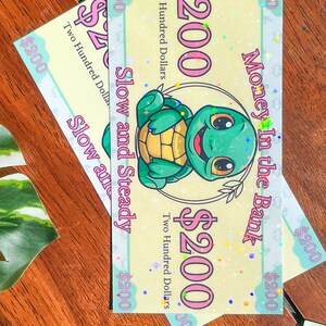 TURTLE Prop Geldplatzhalter - Süße Tiere 2te Edition| 1-1000 Vollständig Getragen | A6 Budget Umschlag Fake Geld Einlage | Dollar Euro Pfund