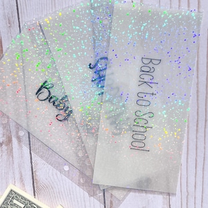 Enveloppe pour billets vélin holographique scintillante l Enveloppe pour billets A6 | Rembourrage en espèces | Classeur économique Défi épargne Enveloppe vélin scintillant