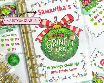 In my GRINCH Era Christmas Savings Challenge | Optional Budget Binder and Envelopes l For Budgeting and Saving Custom Name | 1k 3k 5k 10k
