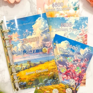 1k 2.5k 5k Spring Blossoms SCRATCH OFF Savings Challenge | For A6 Budget Binder Cash Stuffing Savings Tracker Budgeting save scratchers