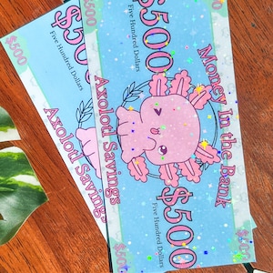 AXOLOTL Platzhalter für Props - Süsse Tiere, Auflage 2| 1-1000 Vollständig Getragen | A6 Budget Umschlag Fake Geld Einlage | Dollar Euro Pfund